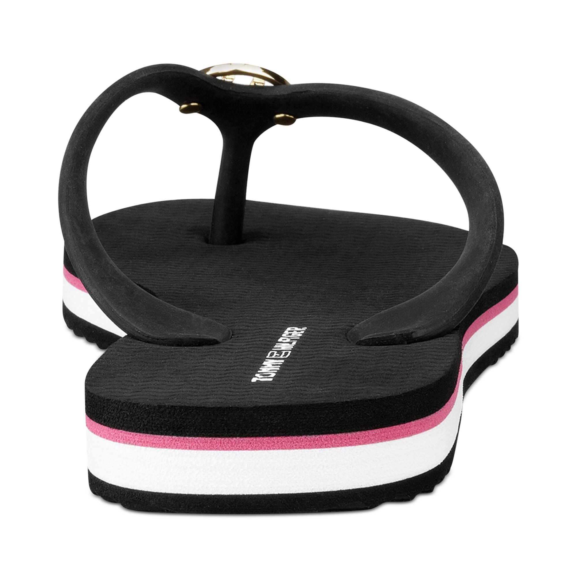 tommy hilfiger womens black flip flops