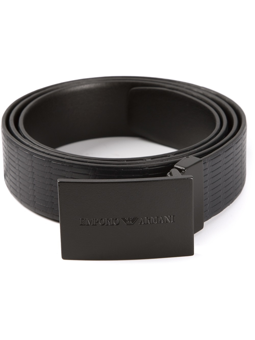 Emporio Armani Plaque Belt in Black for Men - Lyst
