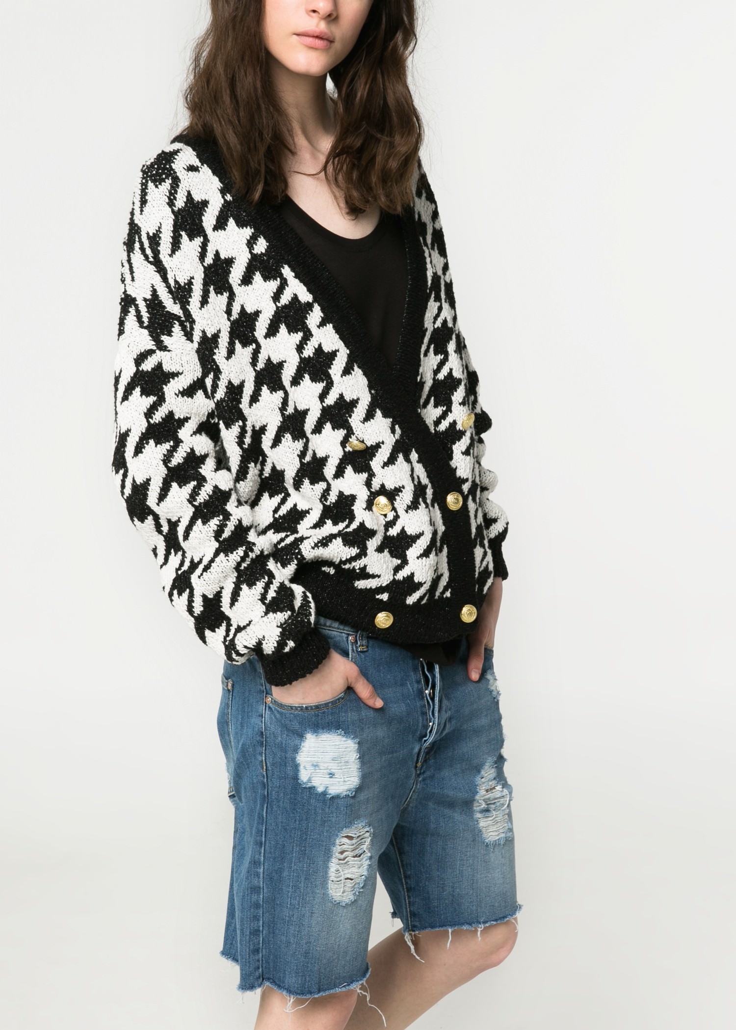 mango houndstooth cardigan