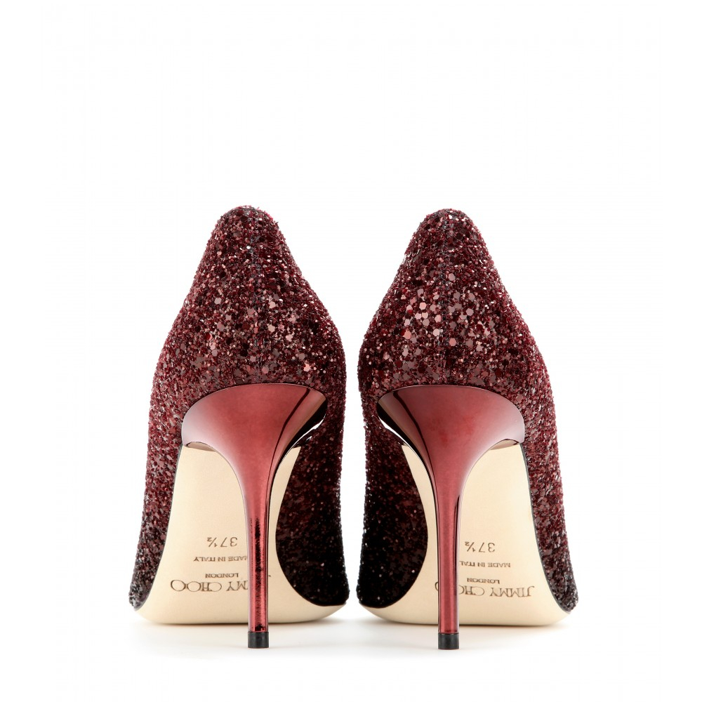 jimmy choo red glitter heels