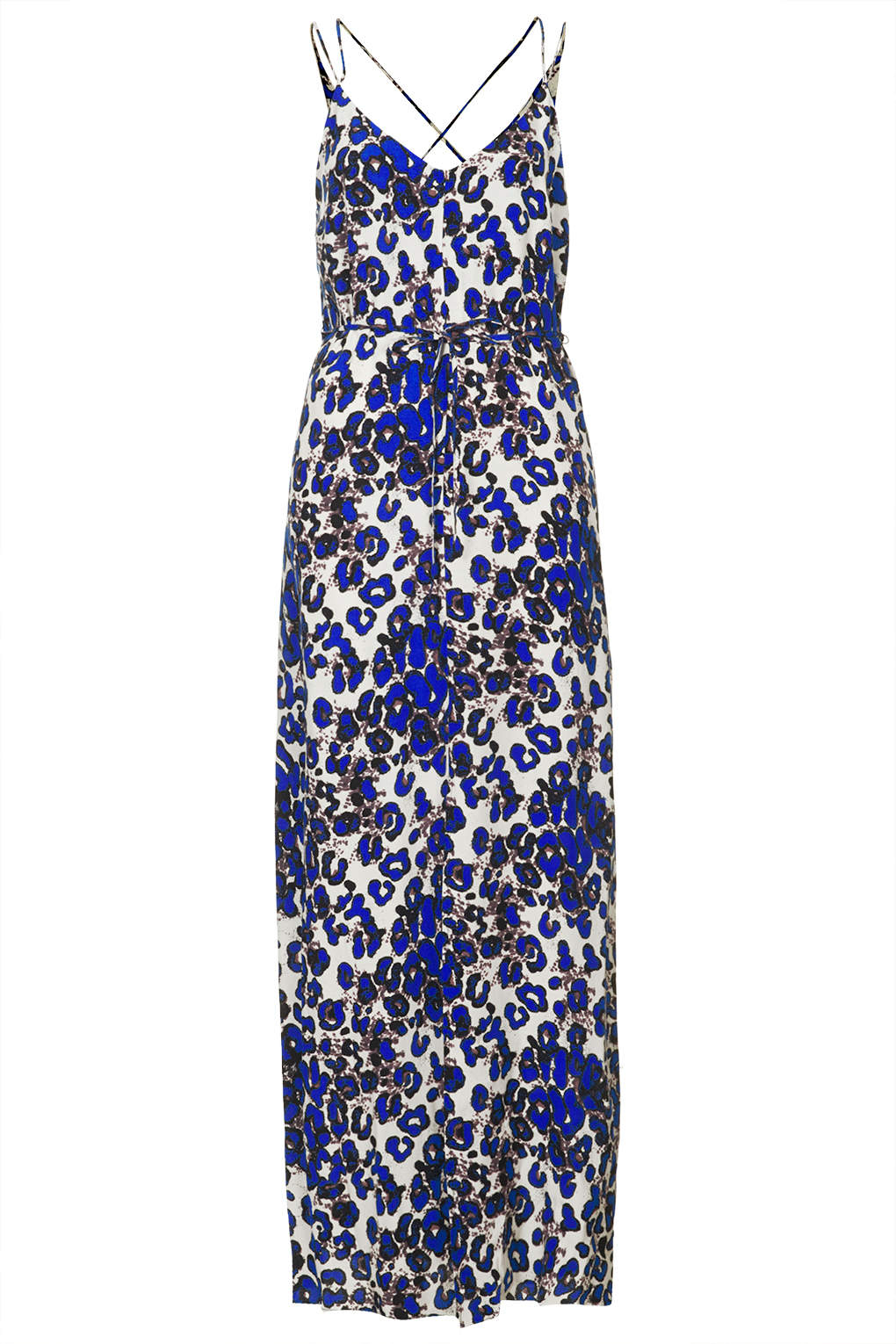 blue leopard print maxi dress