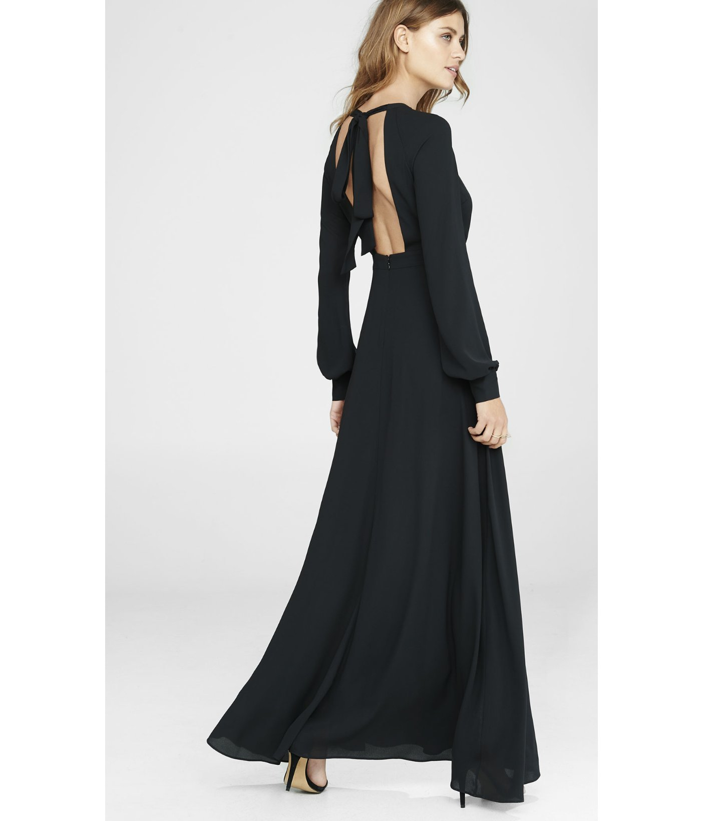 Lyst Express Black Poet Sleeve Maxi Dress In Gallery