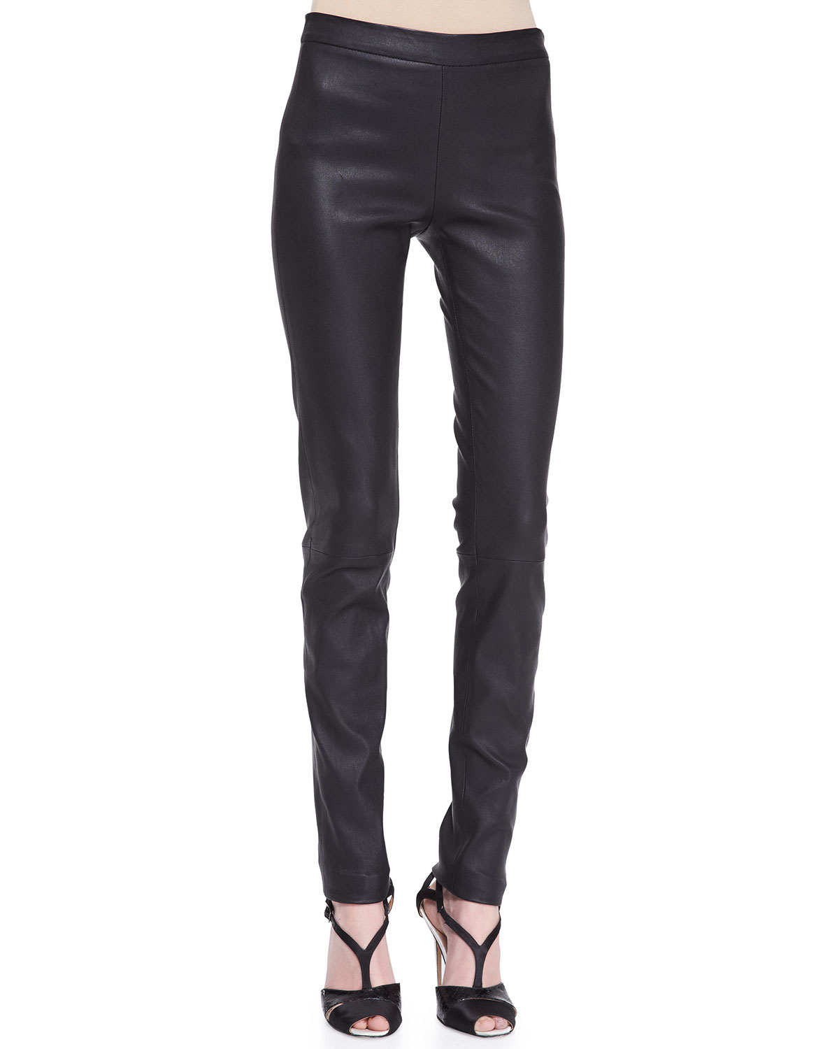 Lyst - Carolina Herrera Skinny Leather Pants in Black