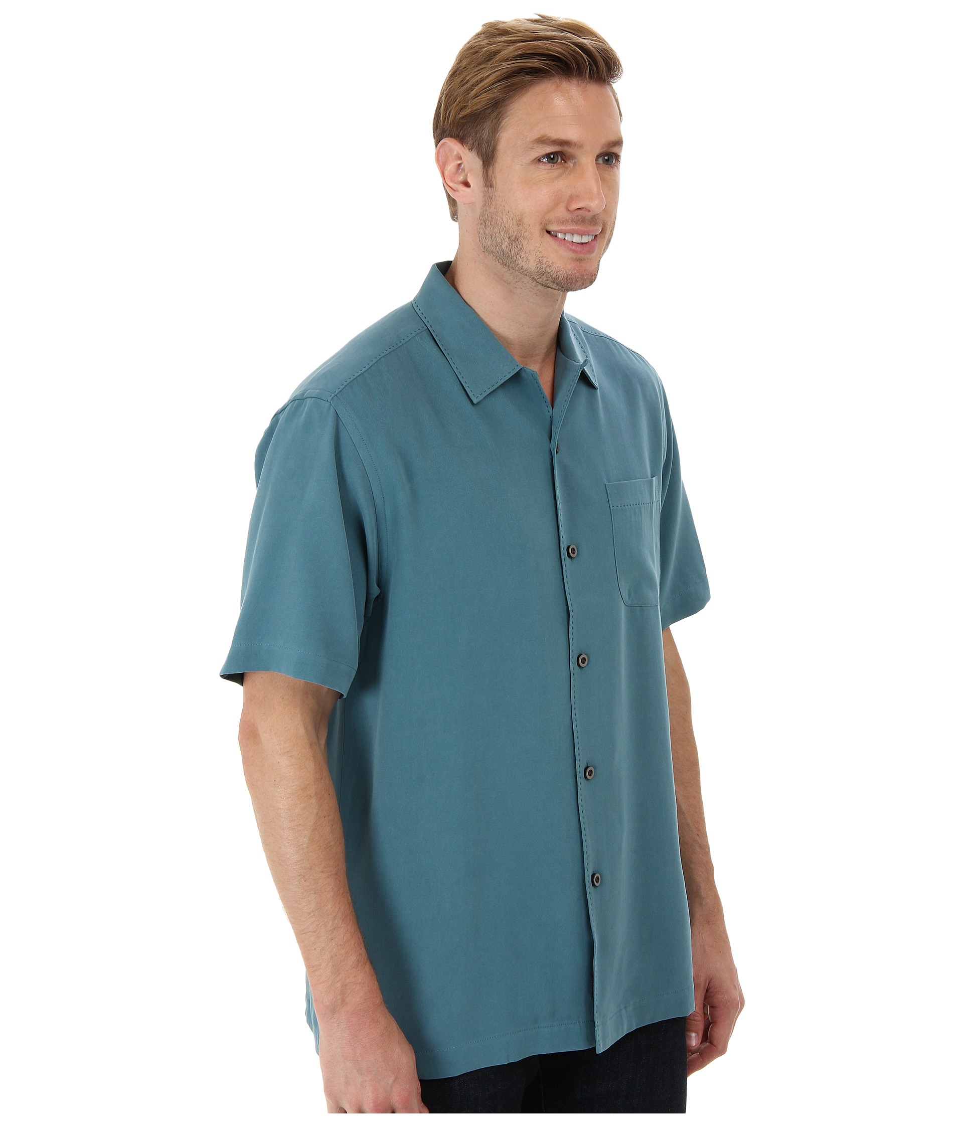 Tommy bahama Catalina Twill Camp Shirt in Blue for Men (Seven Seas) | Lyst