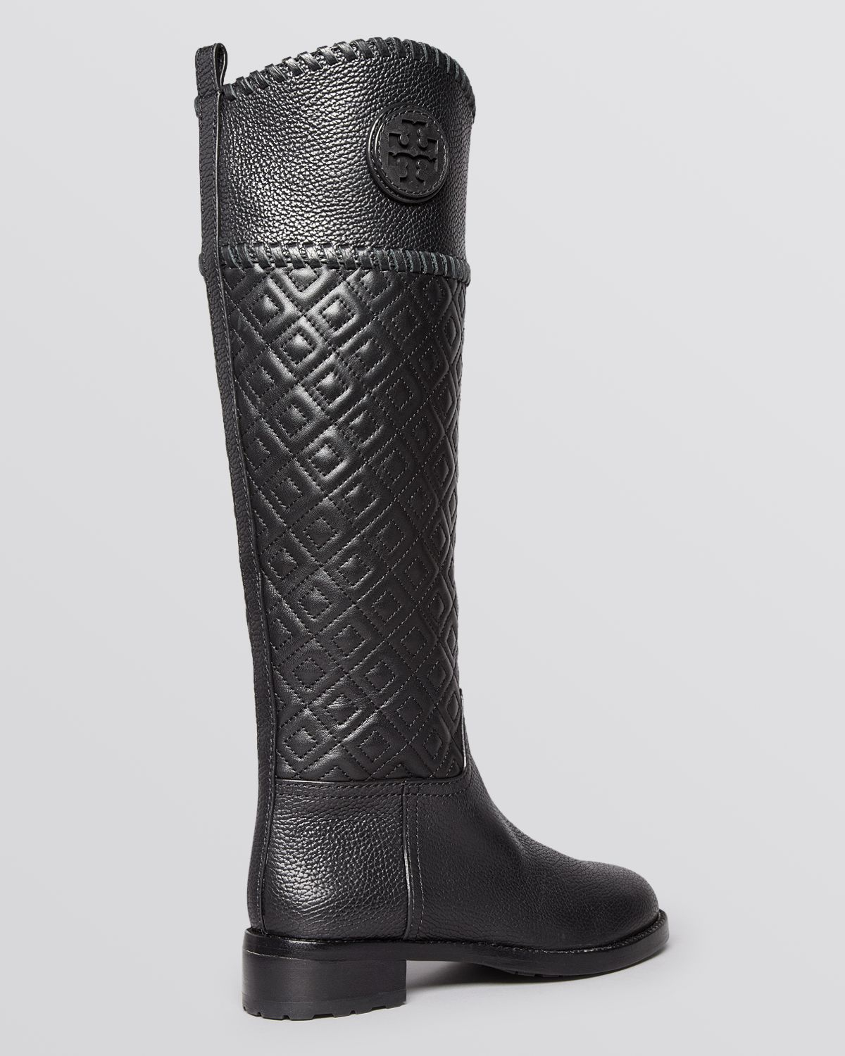 Tory burch Tall Flat Riding Boots - Marion Quilted in Black | Lyst