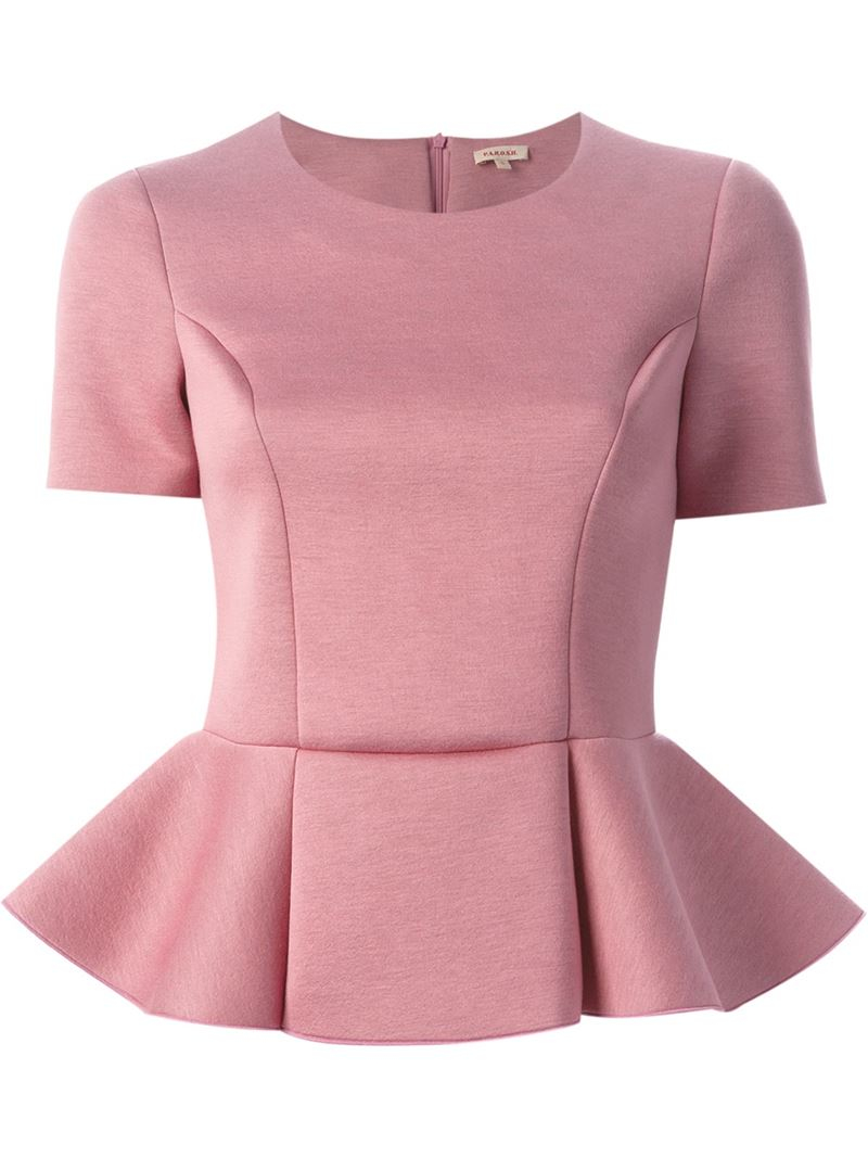 P.A.R.O.S.H. Structured Peplum Top in Pink | Lyst