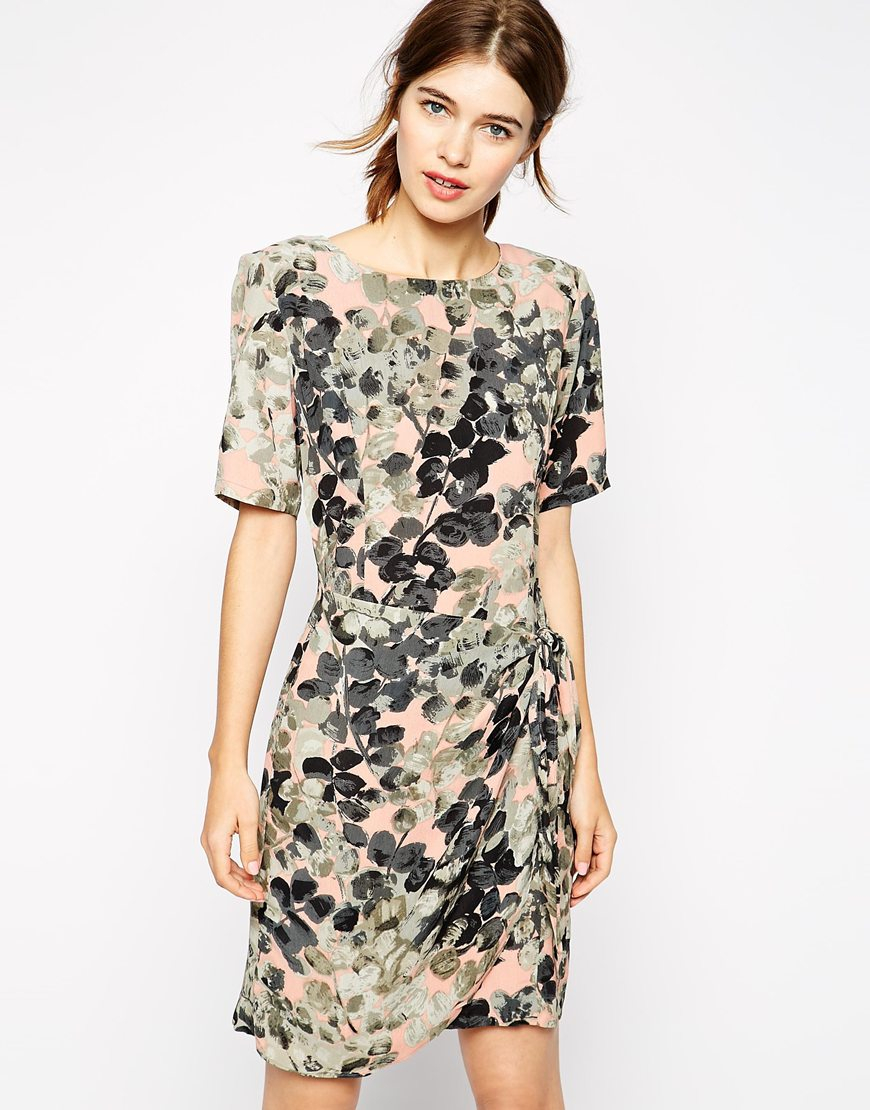 ganni wrap dress pink