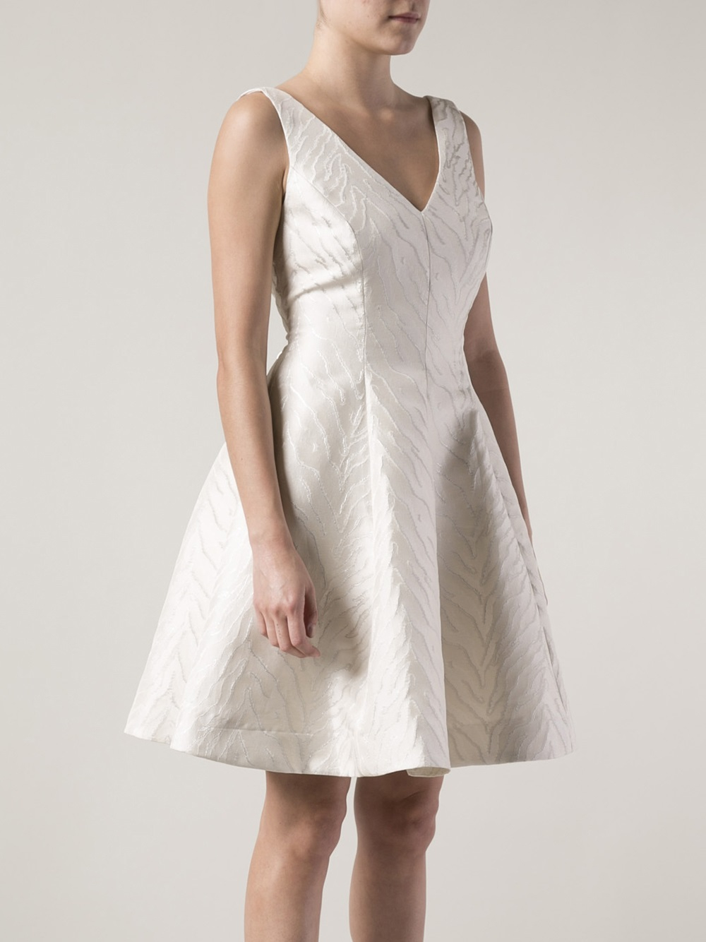 ml monique lhuillier silver metallic jacquard gown