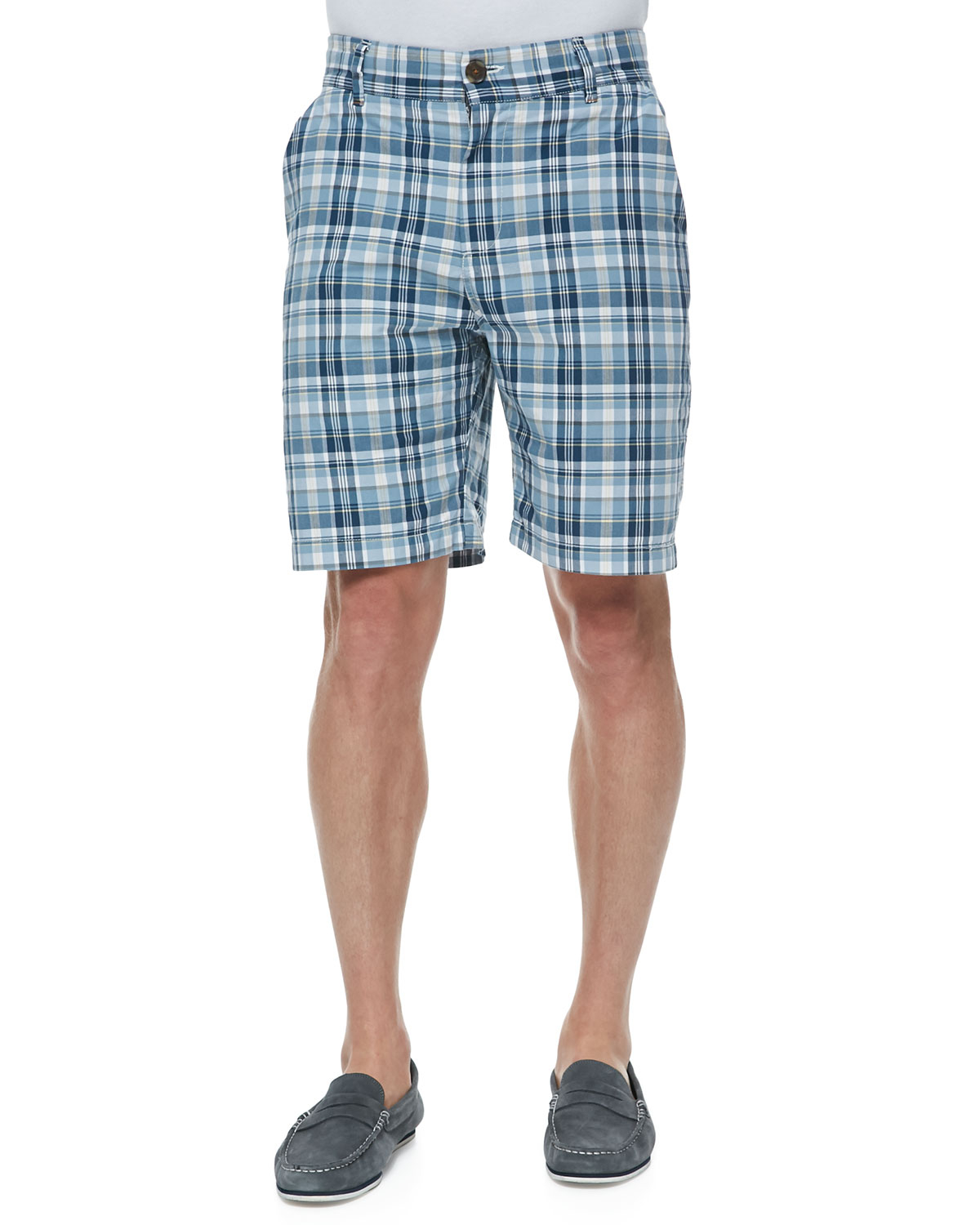 W.r.k. Gibson Plaid Shorts in Blue for Men (natural) Lyst