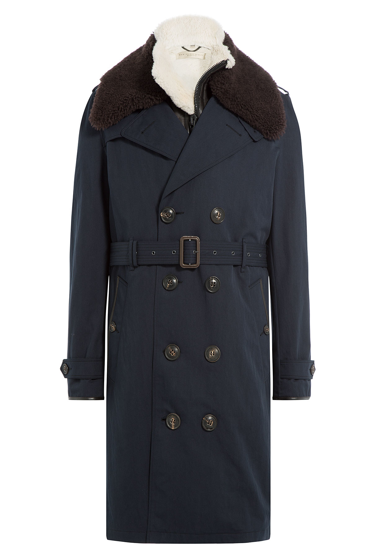 Burberry brit Trench Coat With Shearling Multicolour in Blue for Men