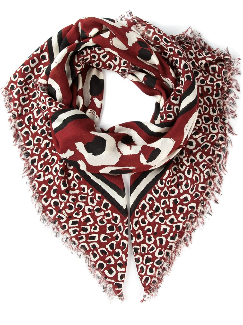 Gucci Leopard Print Scarf in Red Lyst