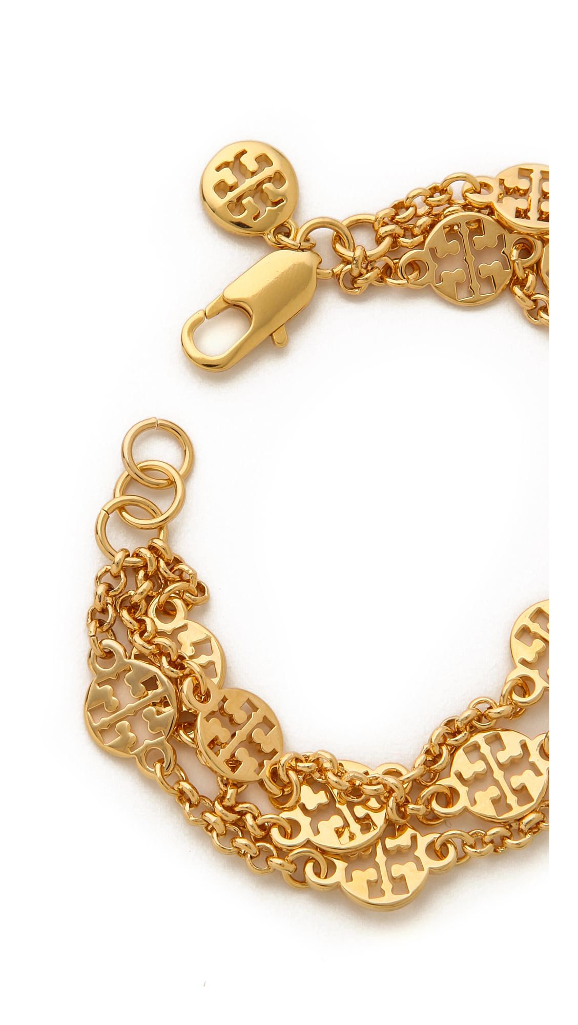 Tory Burch Multi Strand Logo Bracelet Shiny Gold in Metallic | Lyst