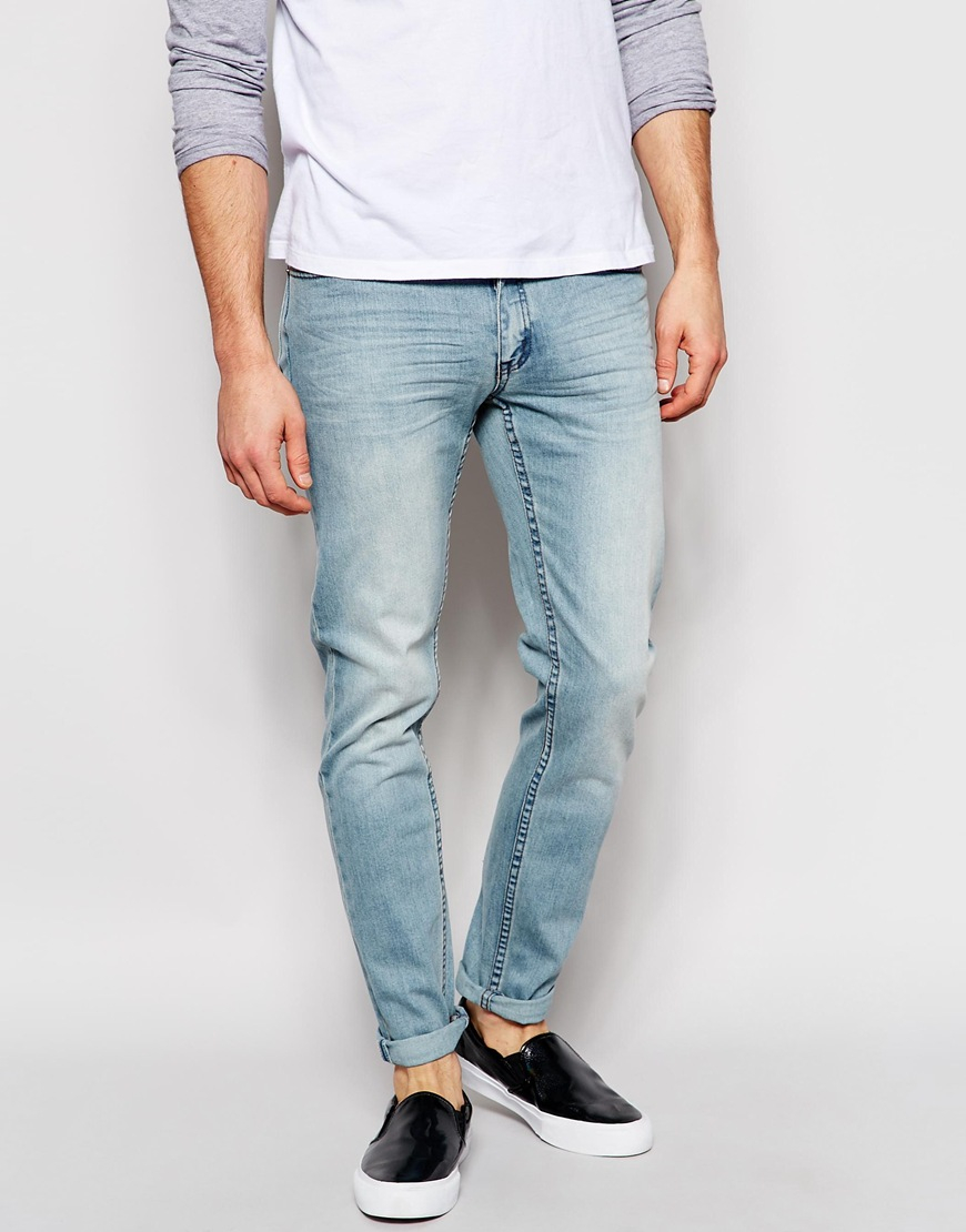 mens slim fit light wash jeans
