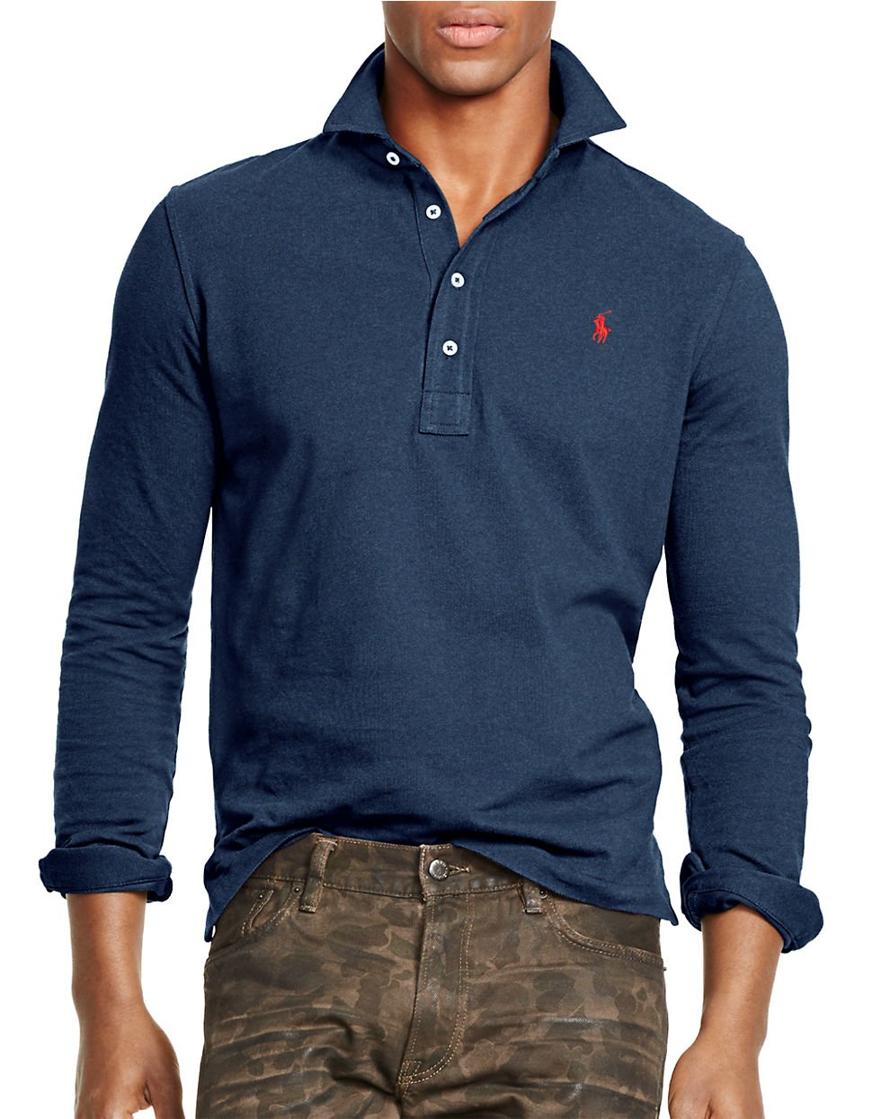 Polo Ralph Lauren Cotton Long-sleeved Mesh Estate Shirt in Blue for Men