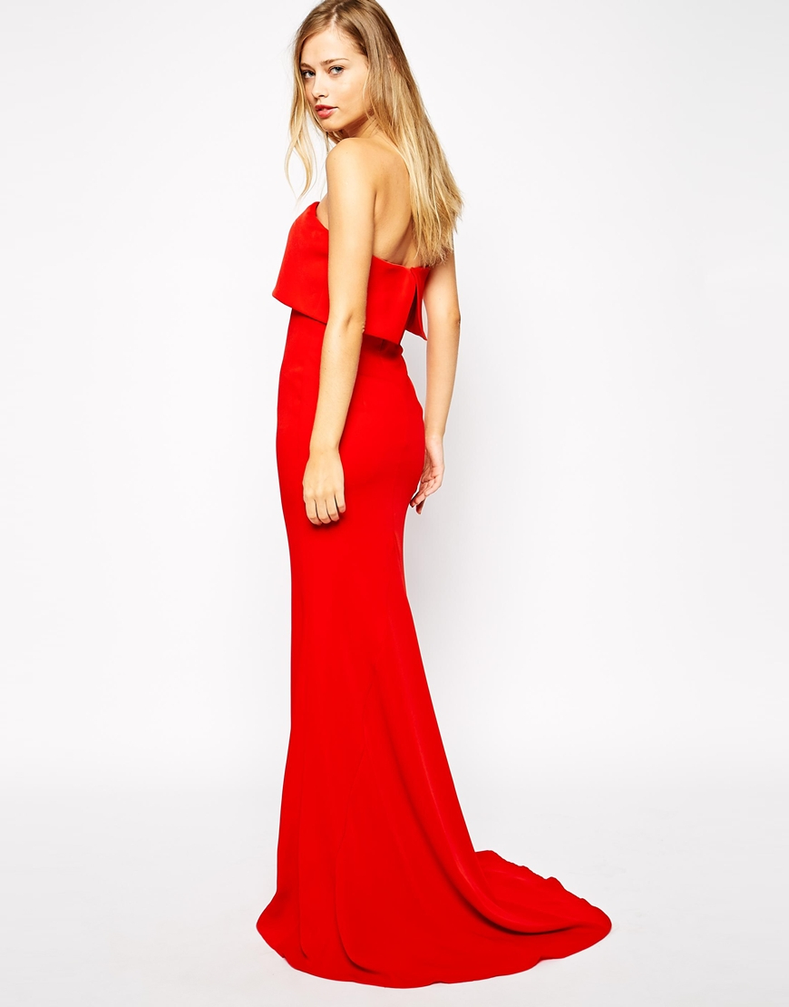 Jarlo Blaze Strapless Maxi Dress With Overlay in Red | Lyst