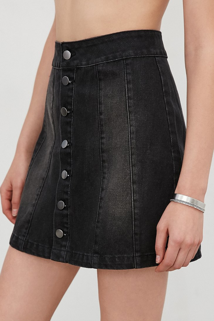 Lyst - Bdg Denim Seamed Button-down Skirt in Black