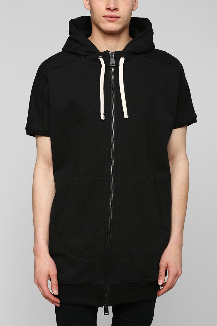 Drifter Magnus Short-Sleeve Zip-Up Long Hooded Sweatshirt in Black for Men  | Lyst