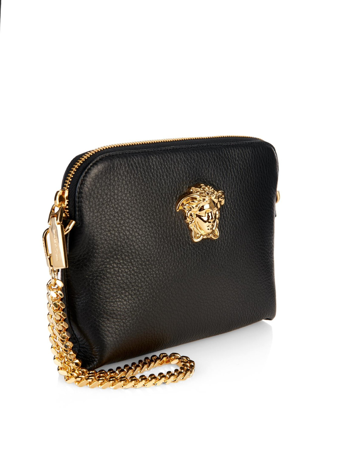Versace Medusa Idol Leather Clutch in Gold (Black) | Lyst