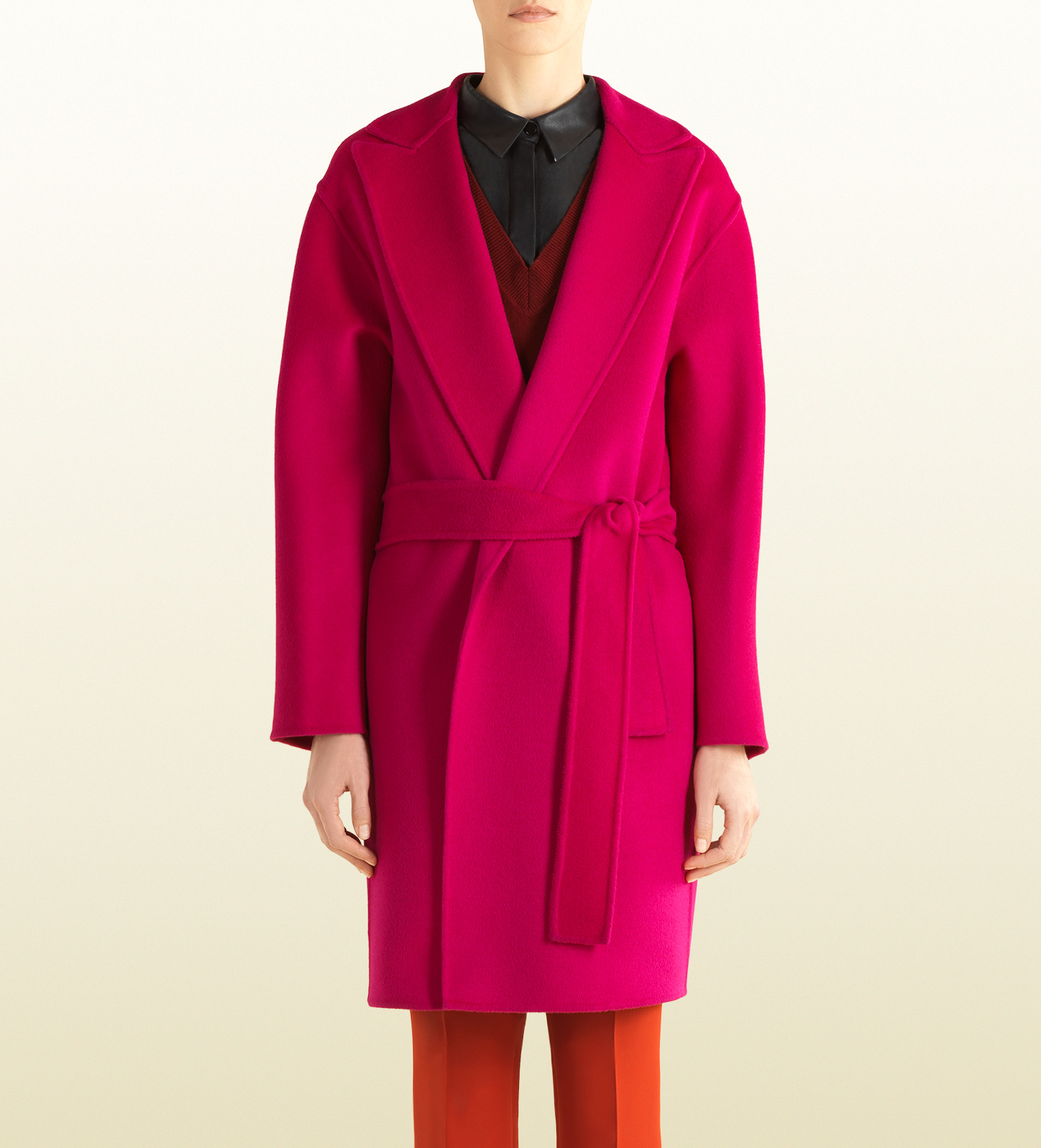 fuschia wool coat
