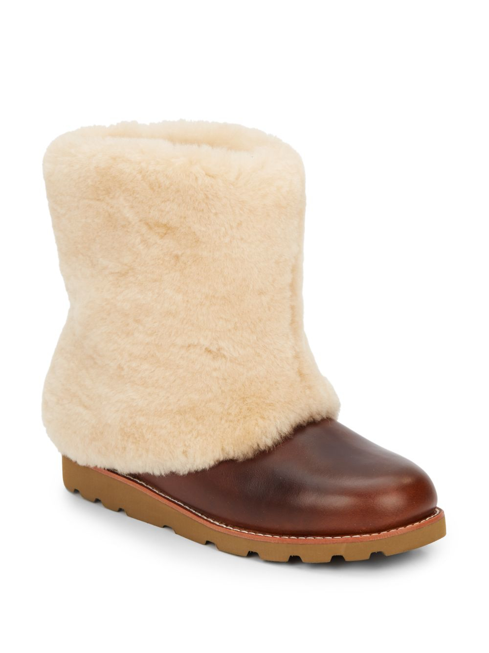 UGG Maylin Leather & Lamb Shearling Boots in Chestnut (Brown) - Lyst