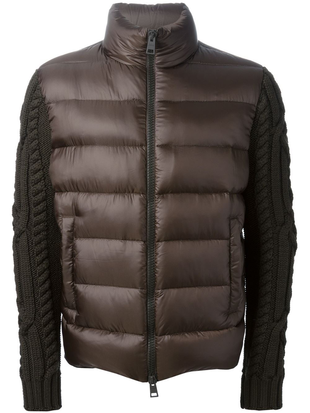 Lyst Herno Cable Knit Sleeves Padded Jacket in Brown for Men