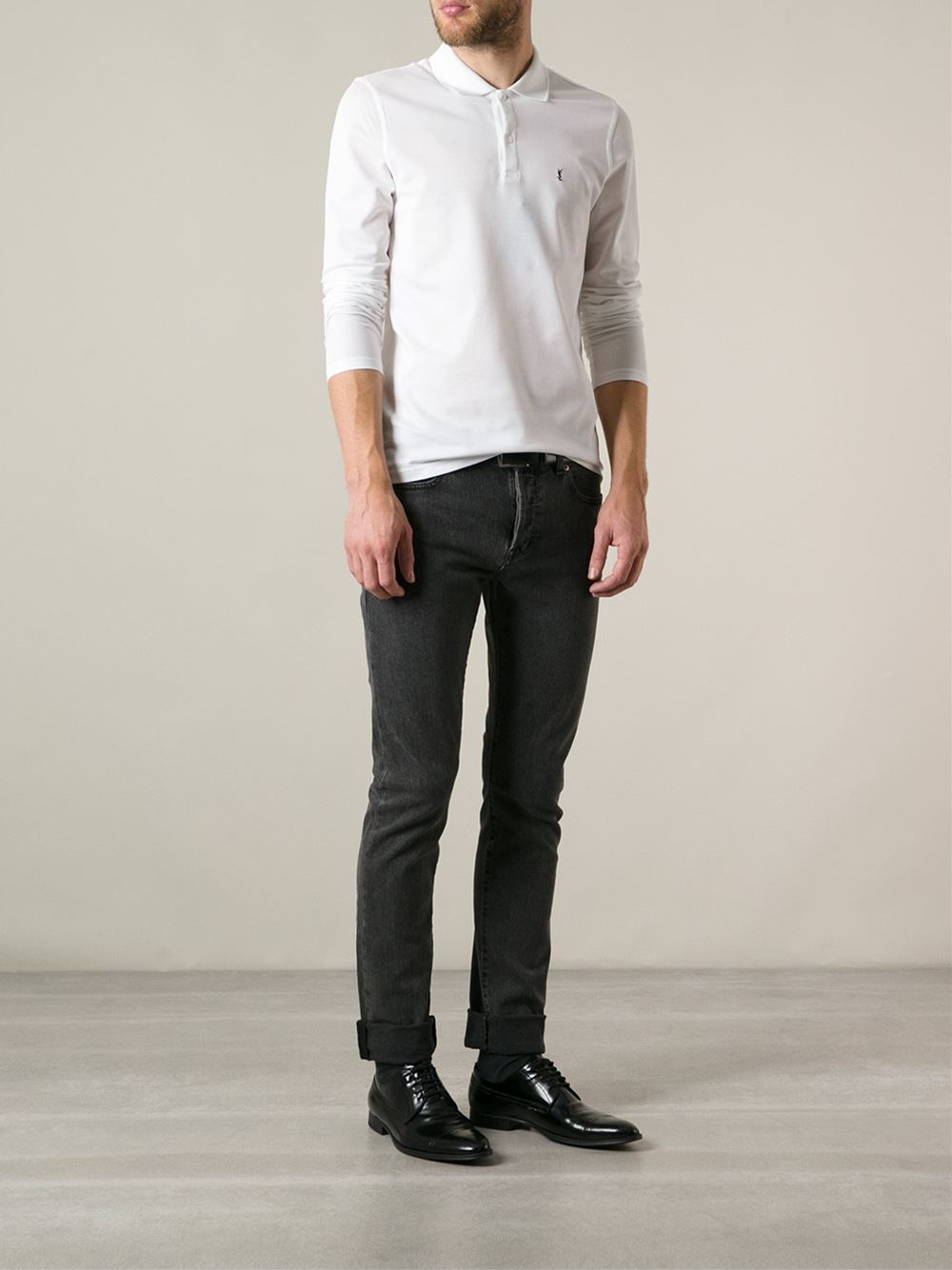 Saint Laurent Long Sleeve Polo Shirt in 