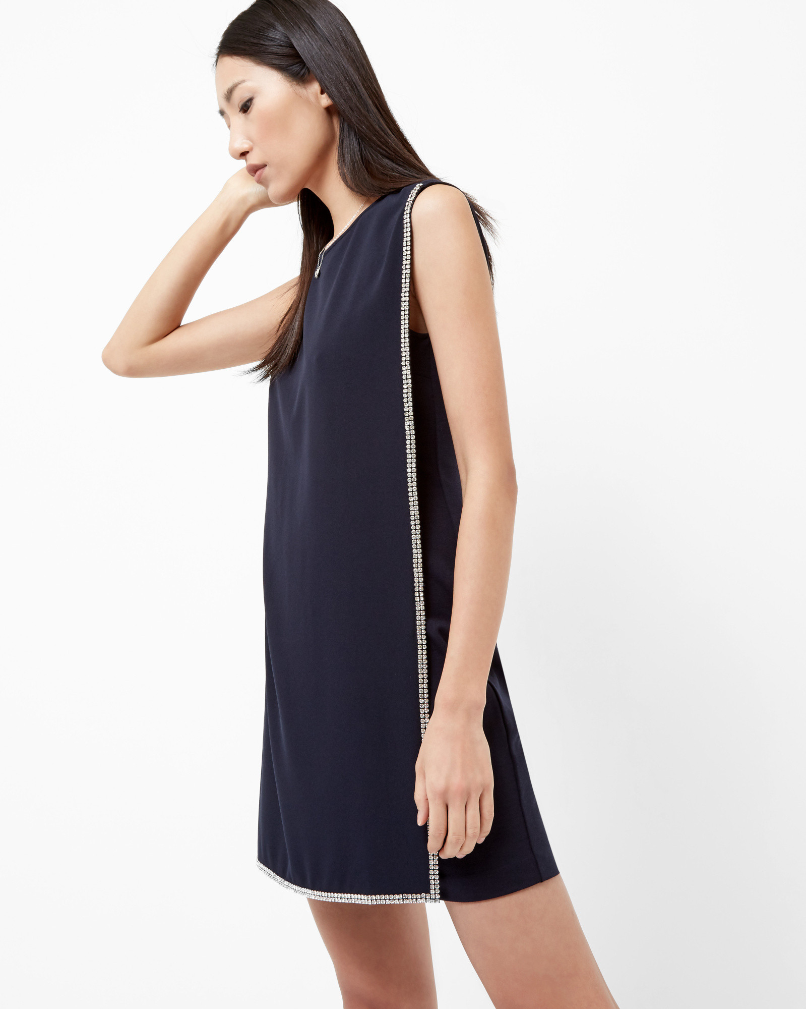 Exclusivo facultativo Soplar Ted Baker Double Layer Embellished Tunic Dress in Black | Lyst
