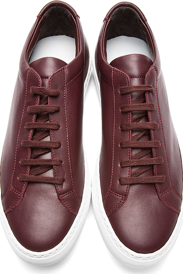 Common Projects Burgundy Leather Achilles Low_top Sneakers