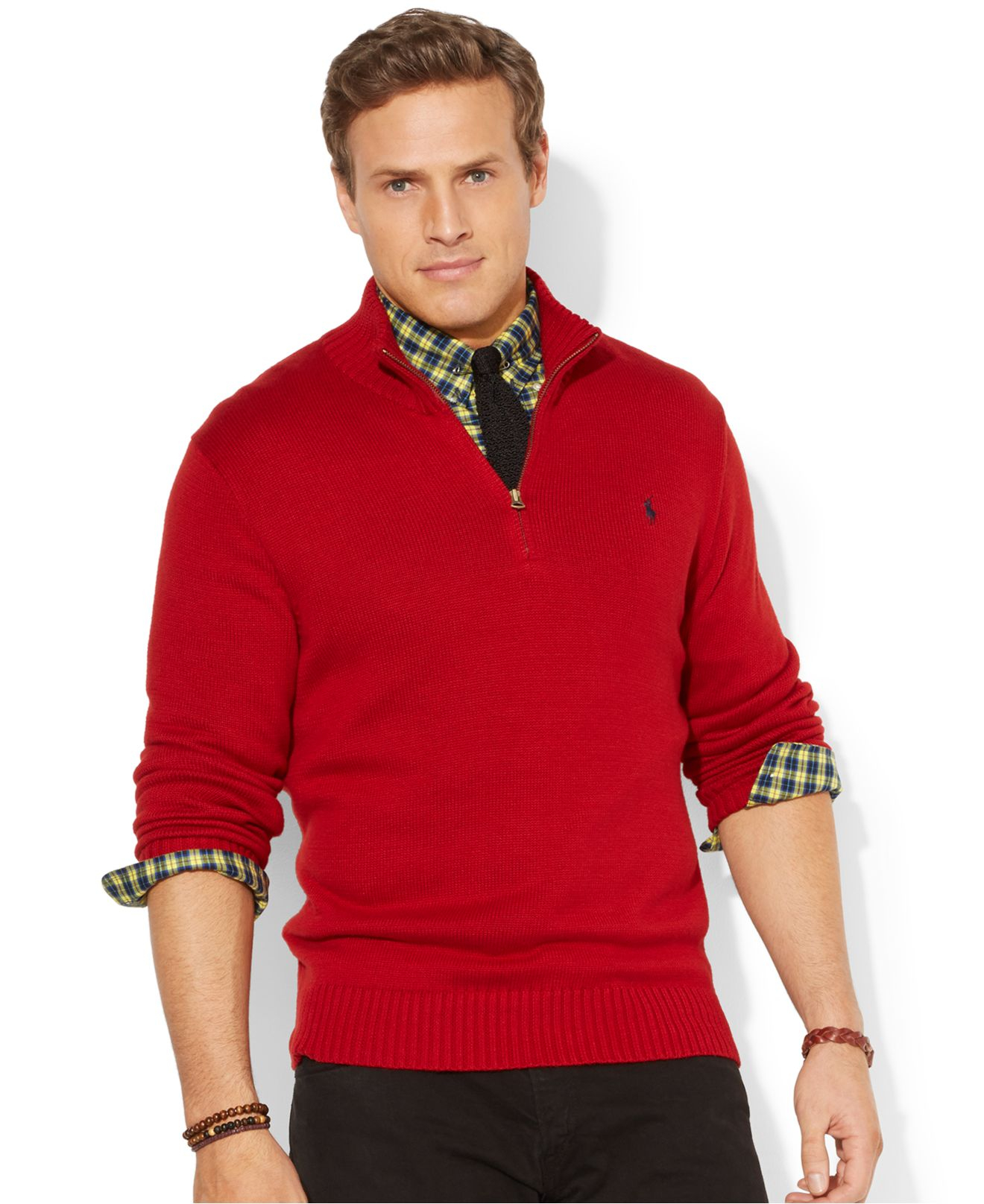Polo ralph lauren Big And Tall Half-Zip Mockneck Sweater in Red for Men ...