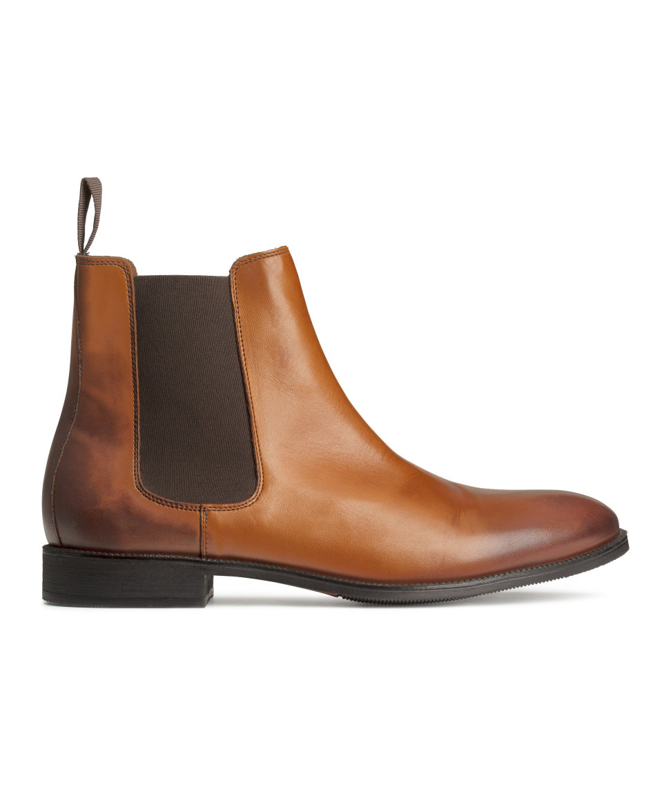H&M Leather Chelsea Boots in Brown for Men | Lyst