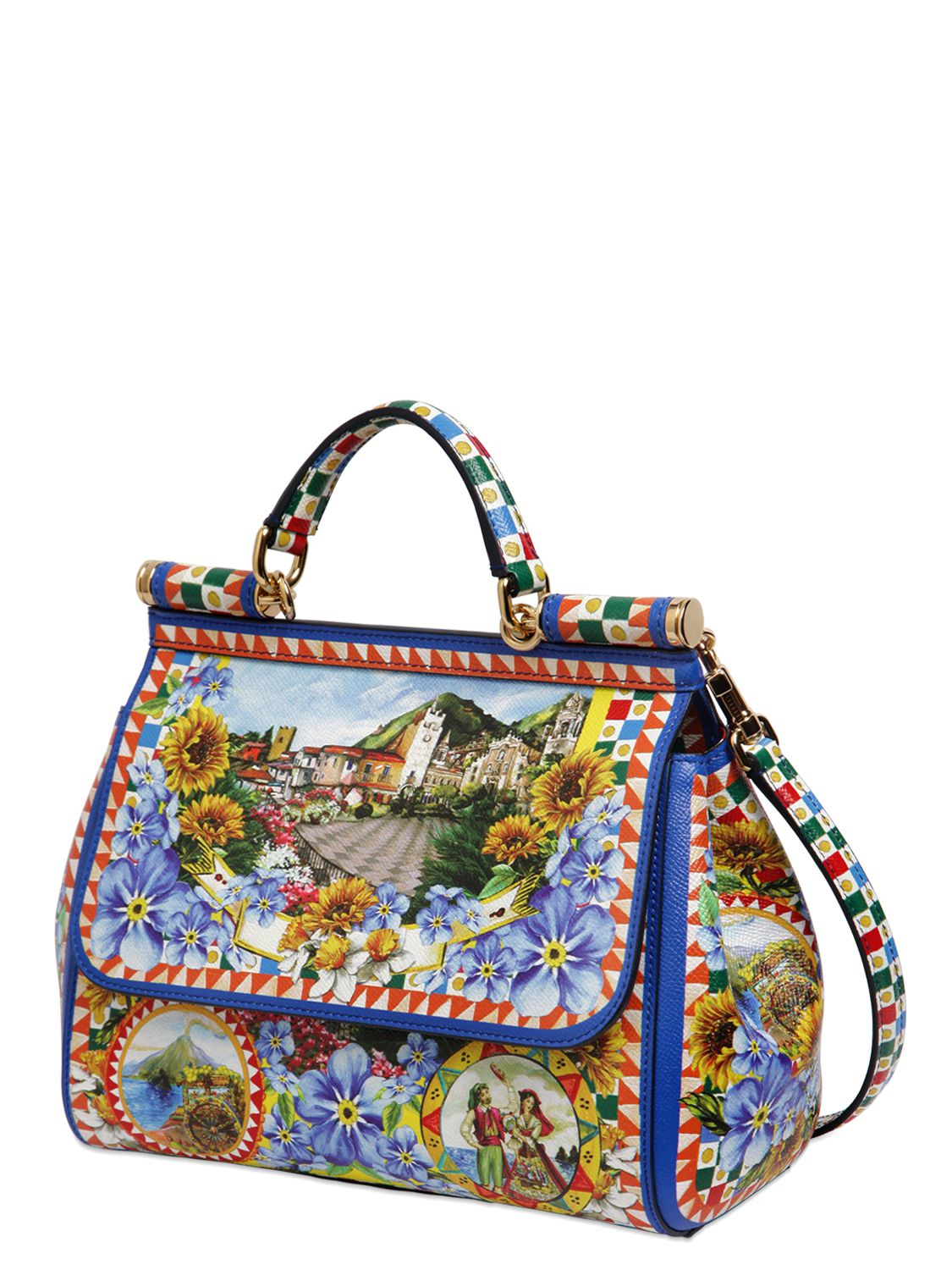 Dolce & Gabbana Medium Sicily Sicilia Print Leather Bag - Lyst