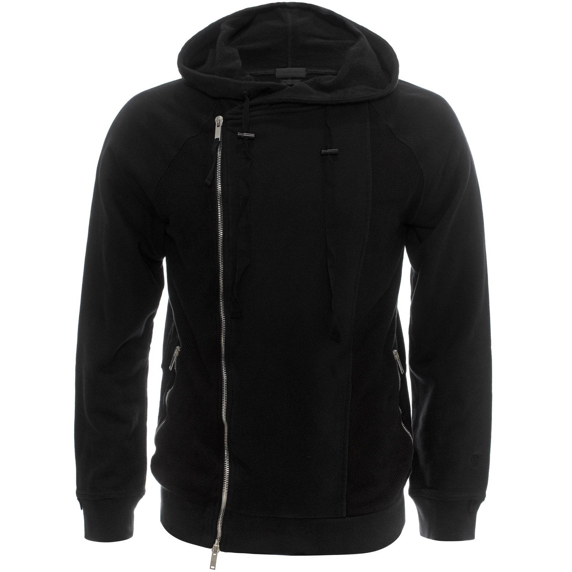 Alexander mcqueen Asymmetric Zip-Up Hooded Sweatshirt in Black (black ...
