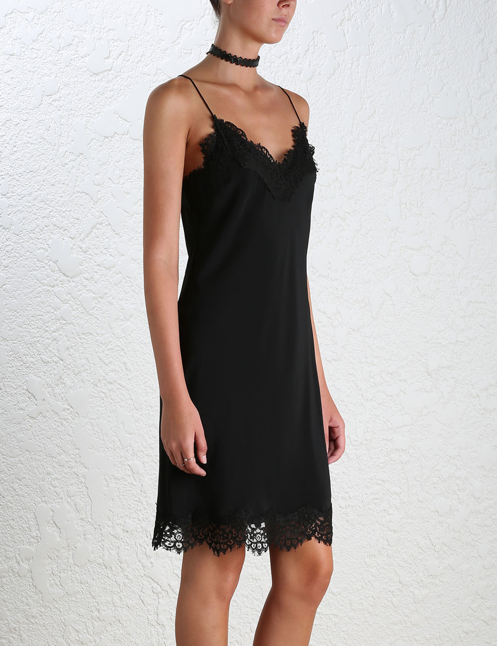 black silk and lace dress
