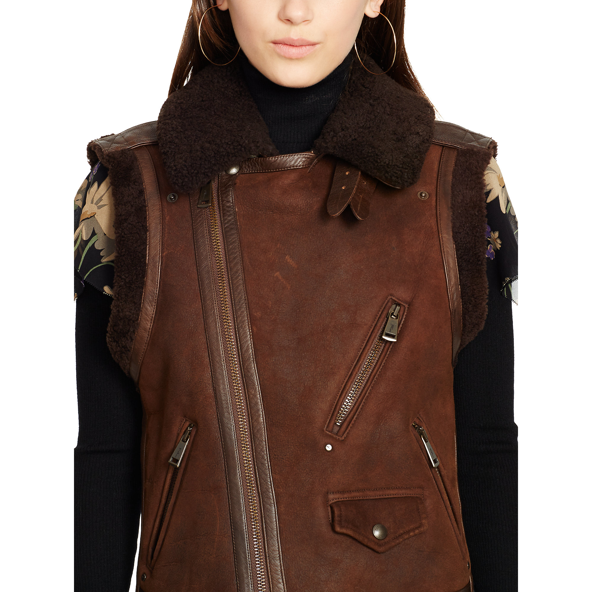 ralph lauren shearling vest