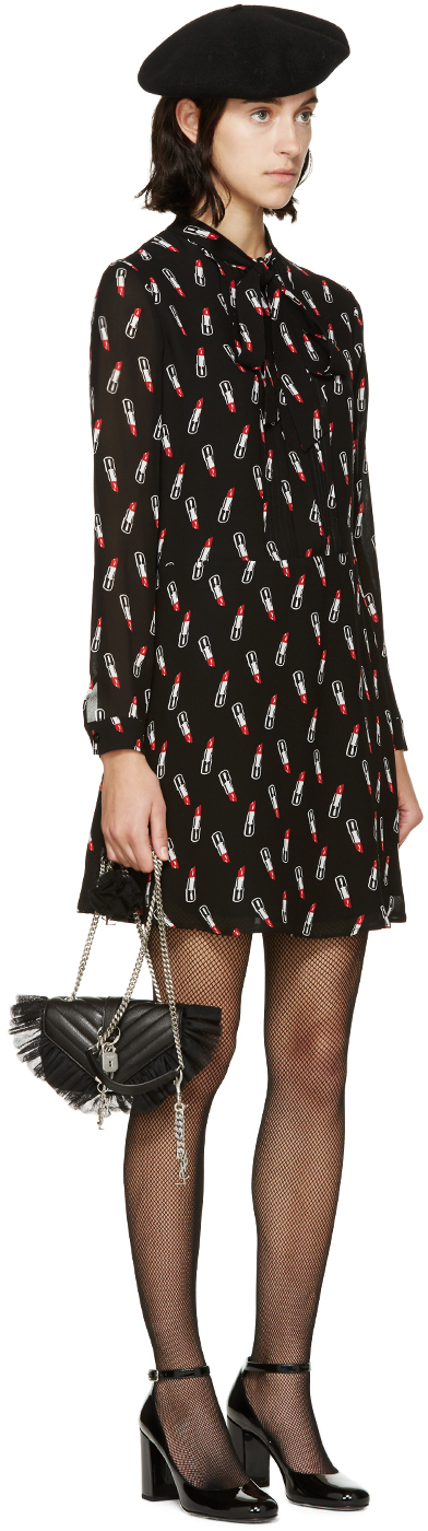 Saint Laurent Black Lipstick Print Dress | Lyst
