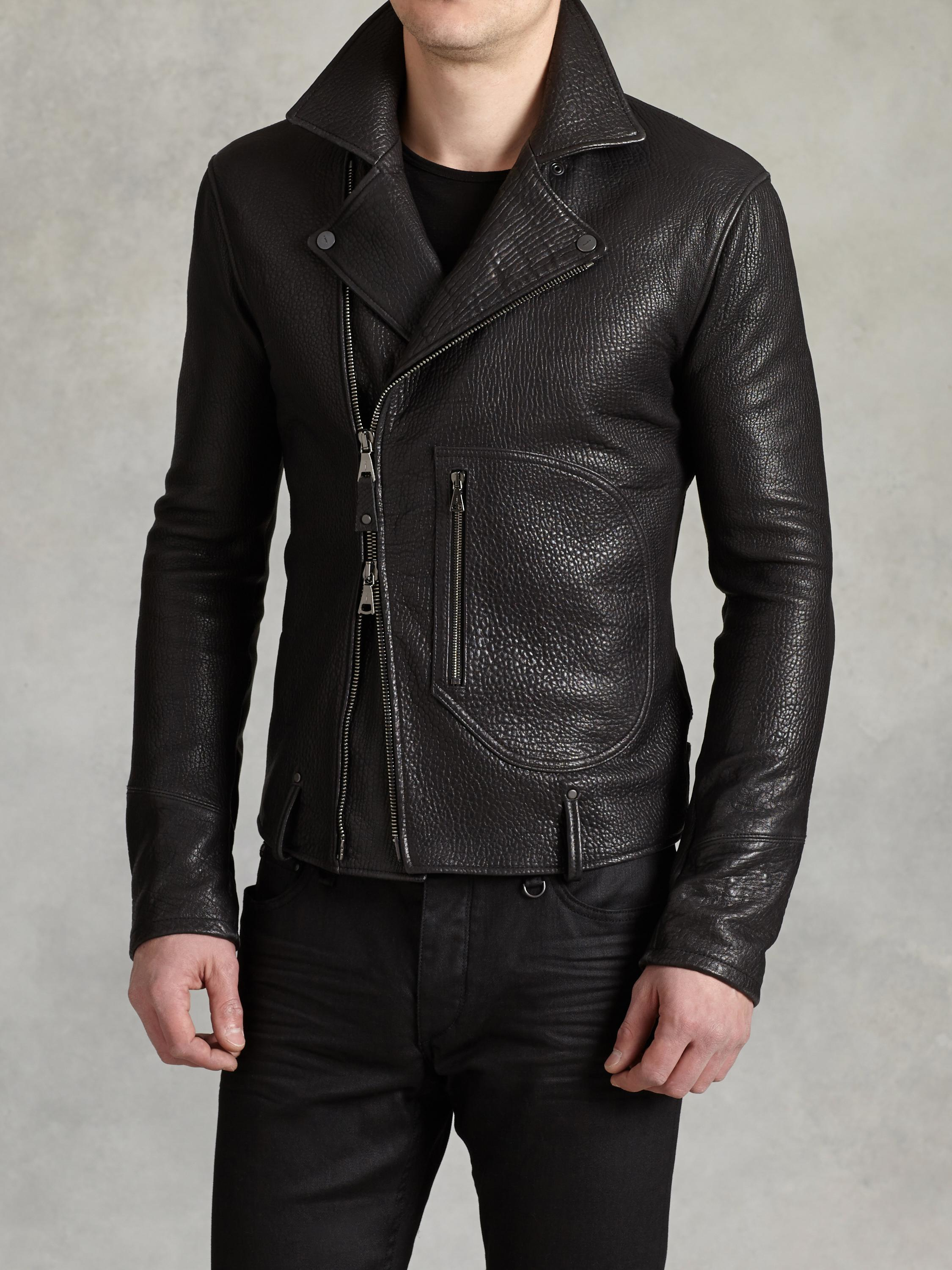 John varvatos Biker Jacket With Zip Patch Pocket in Black for Men | Lyst