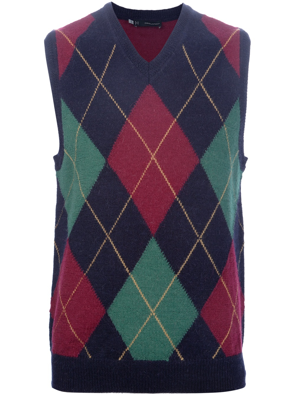 black and red argyle sweater