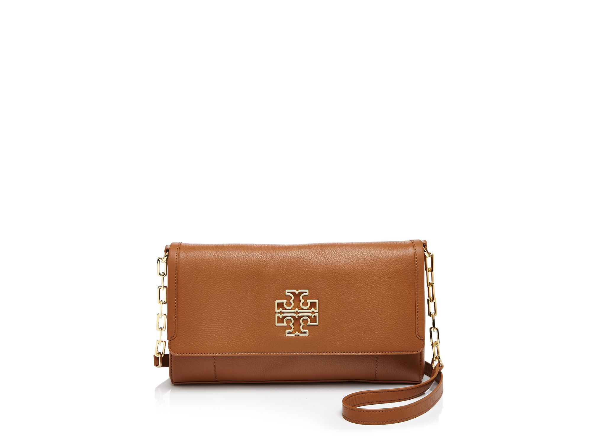 Tory burch Britten Fold Over Messenger Crossbody in Brown (Bark) Lyst