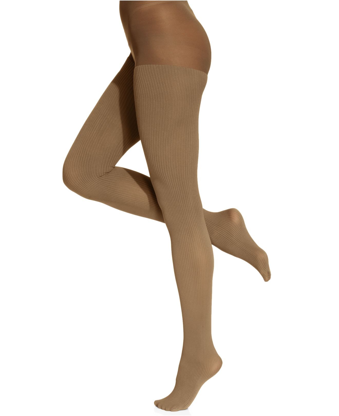 Hue Ribbed Opaque Tights With Control Top Tights in Gray Lyst