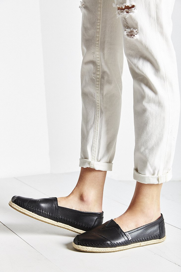 TOMS Leather Espadrille in Black | Lyst Canada