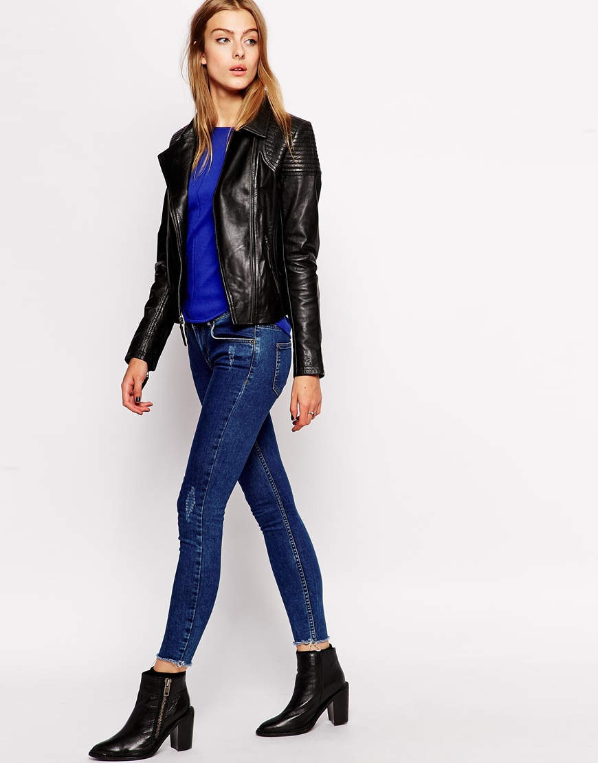 Lyst Barneys Originals Gripey Leather Biker Jacket With Gallery Women S Cheetah Print Jackets