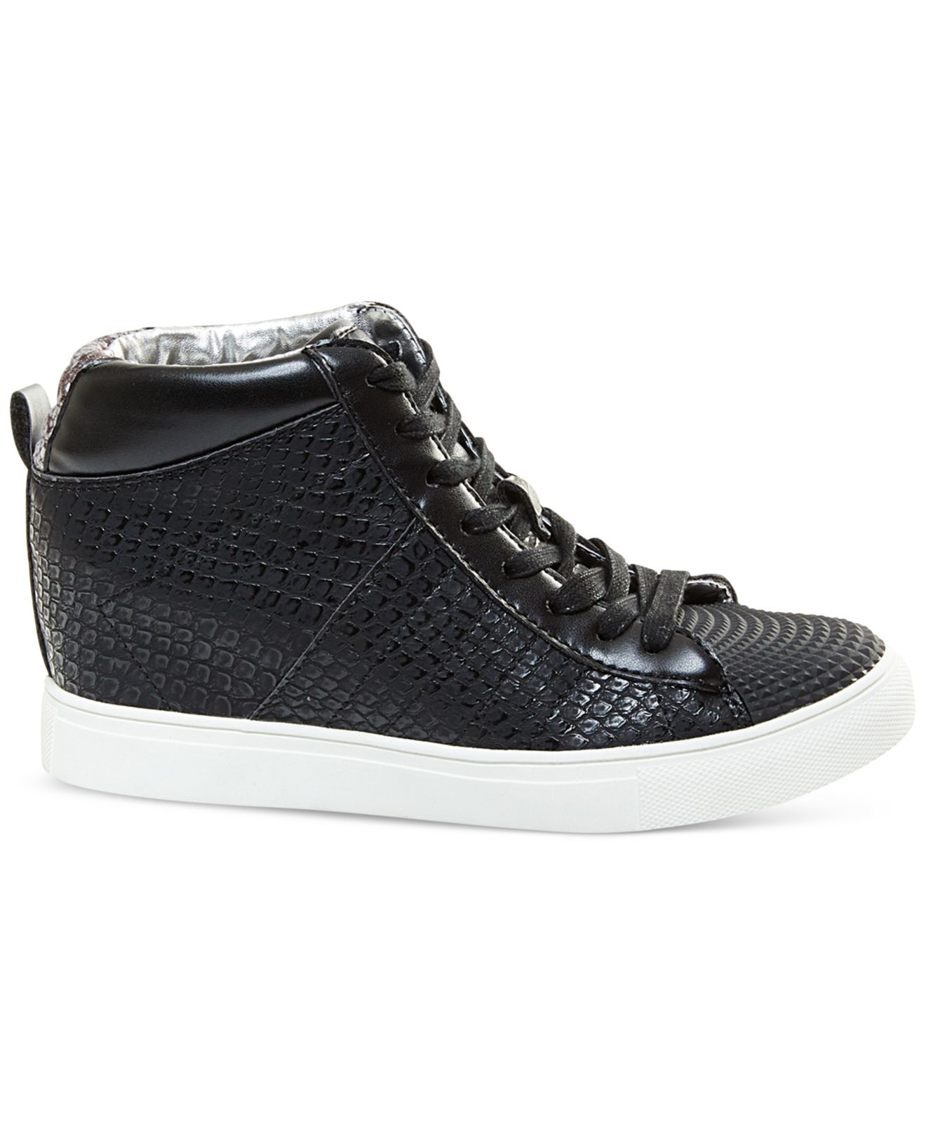 Madden Girl Superstud Lace-up Wedge High-top Sneakers in Black - Lyst
