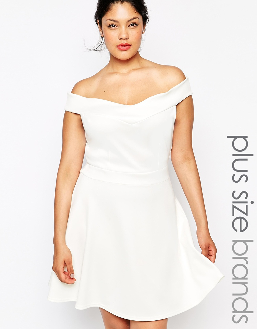 white bardot dress plus size