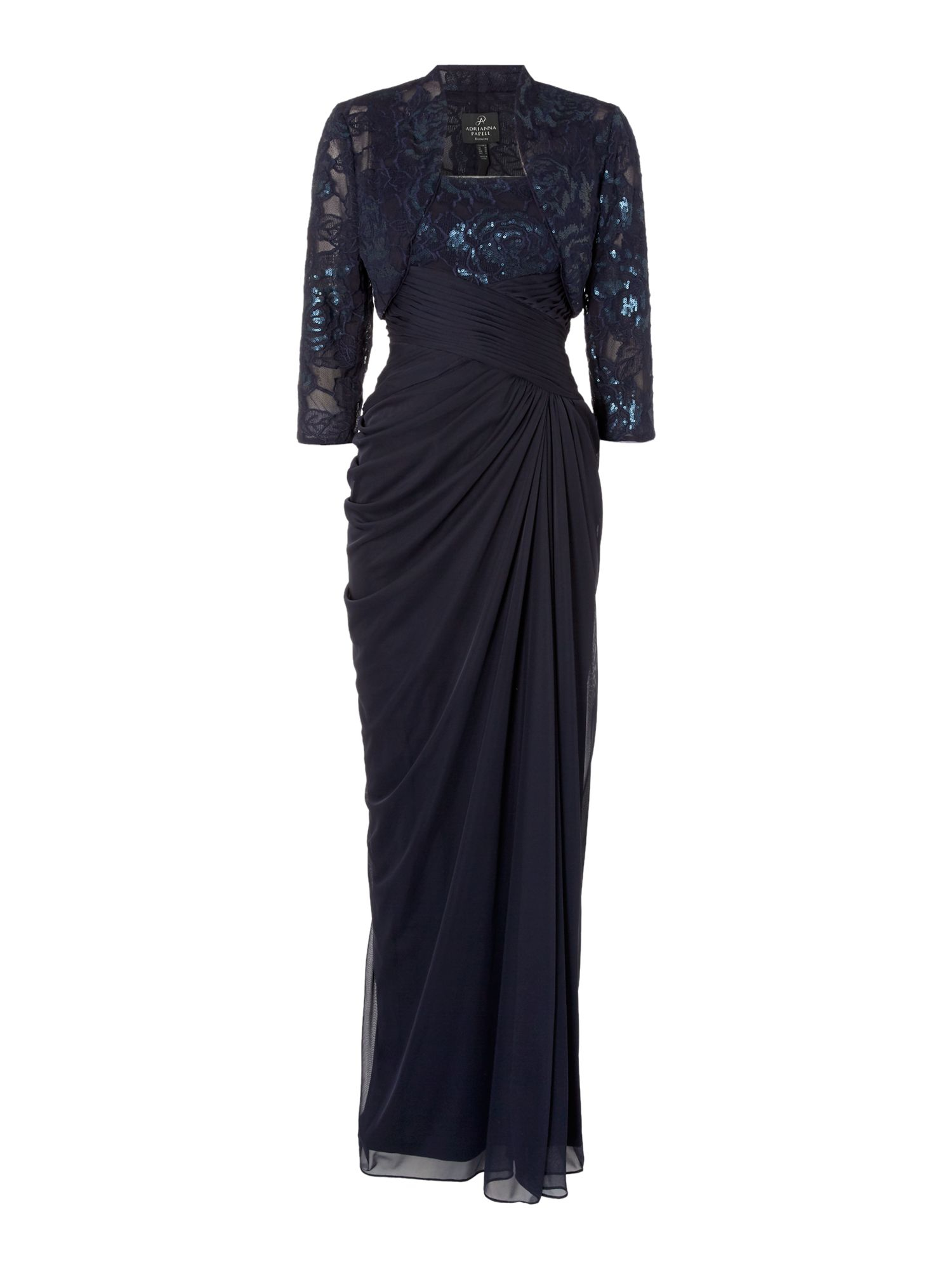 Adrianna papell Floor Length Gown With Sequin Bodice And ...