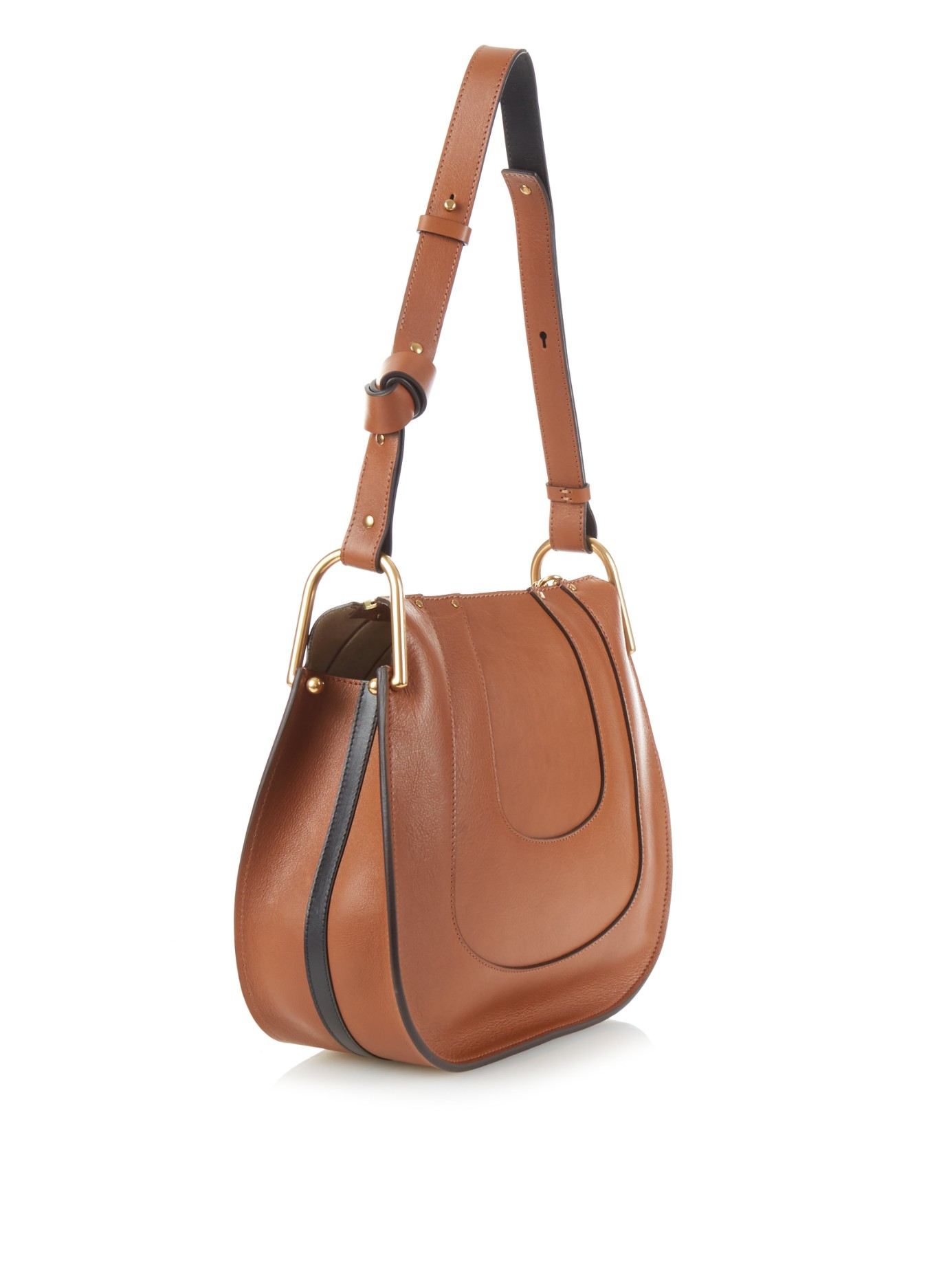 Chlo Hayley Grained-Leather Shoulder Bag in Brown (TAN) | Lyst