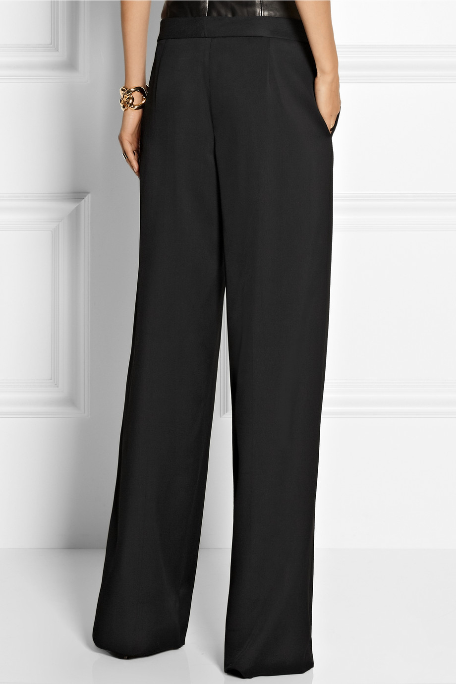 Lyst - Calvin klein Gabardine Wideleg Pants in Black