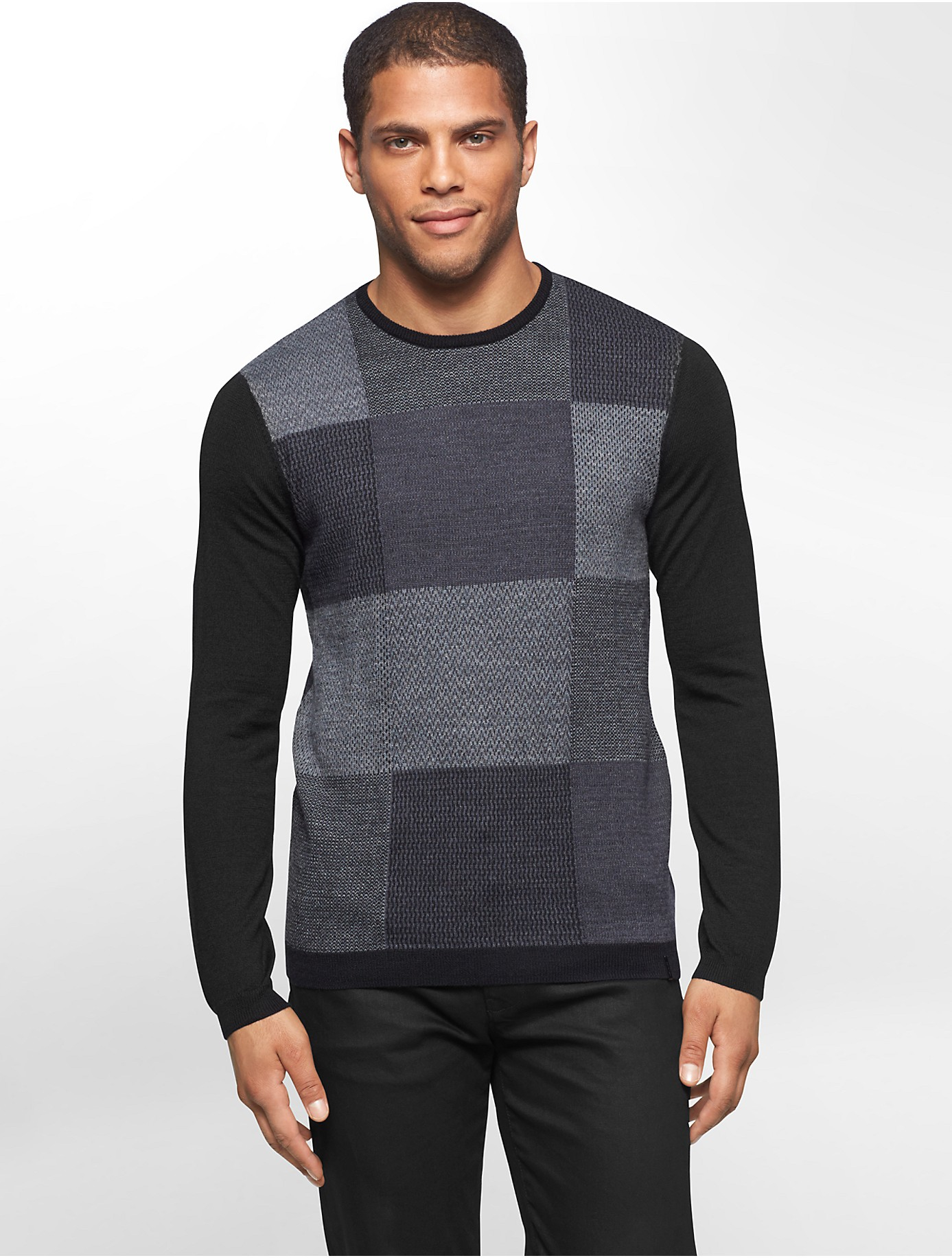 Lyst Calvin Klein White Label Merino Wool Intarsia Knit Blocked
