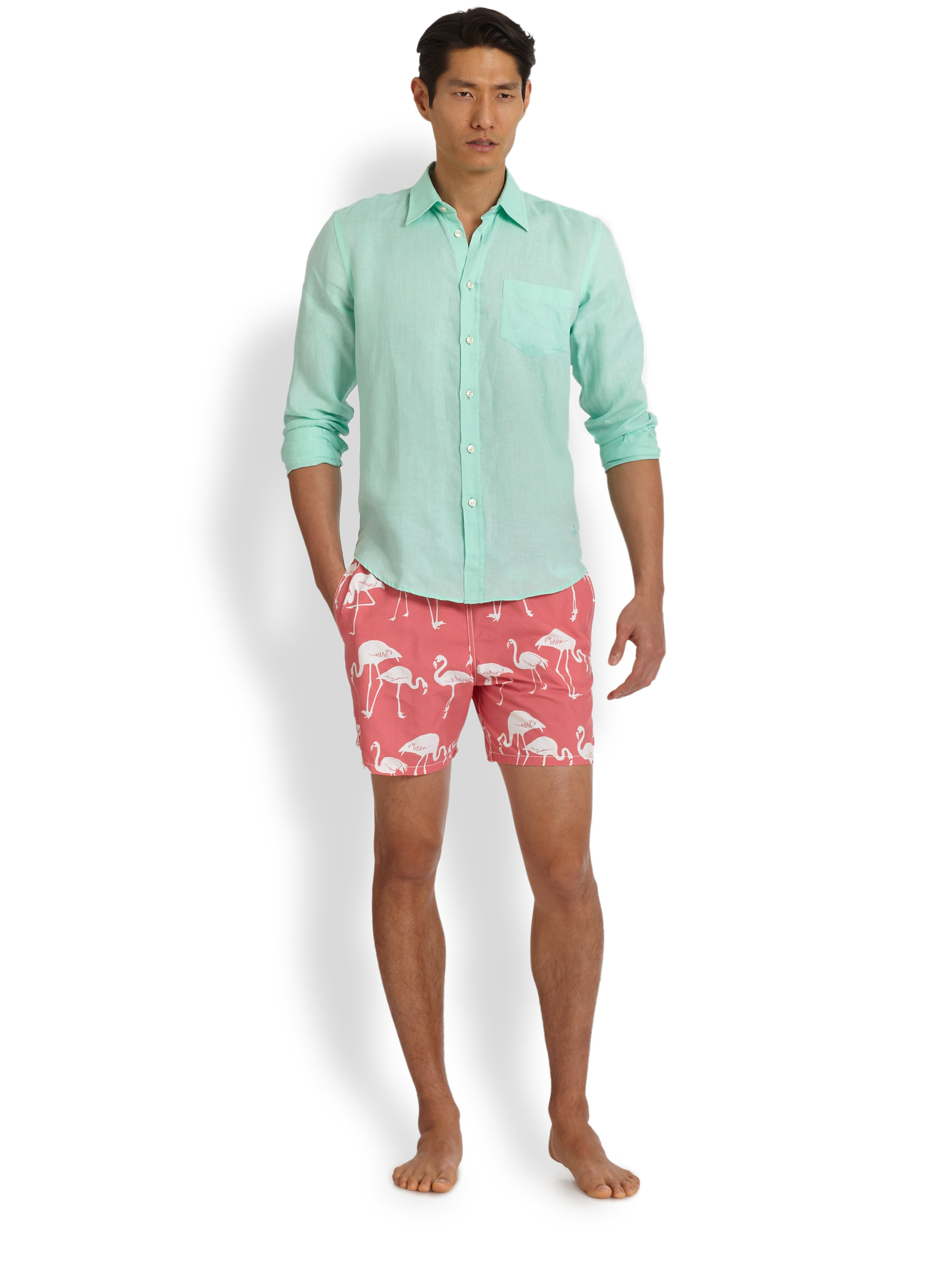 Vilebrequin Moorea Flamingo Swim Trunks in Pink for Men Lyst