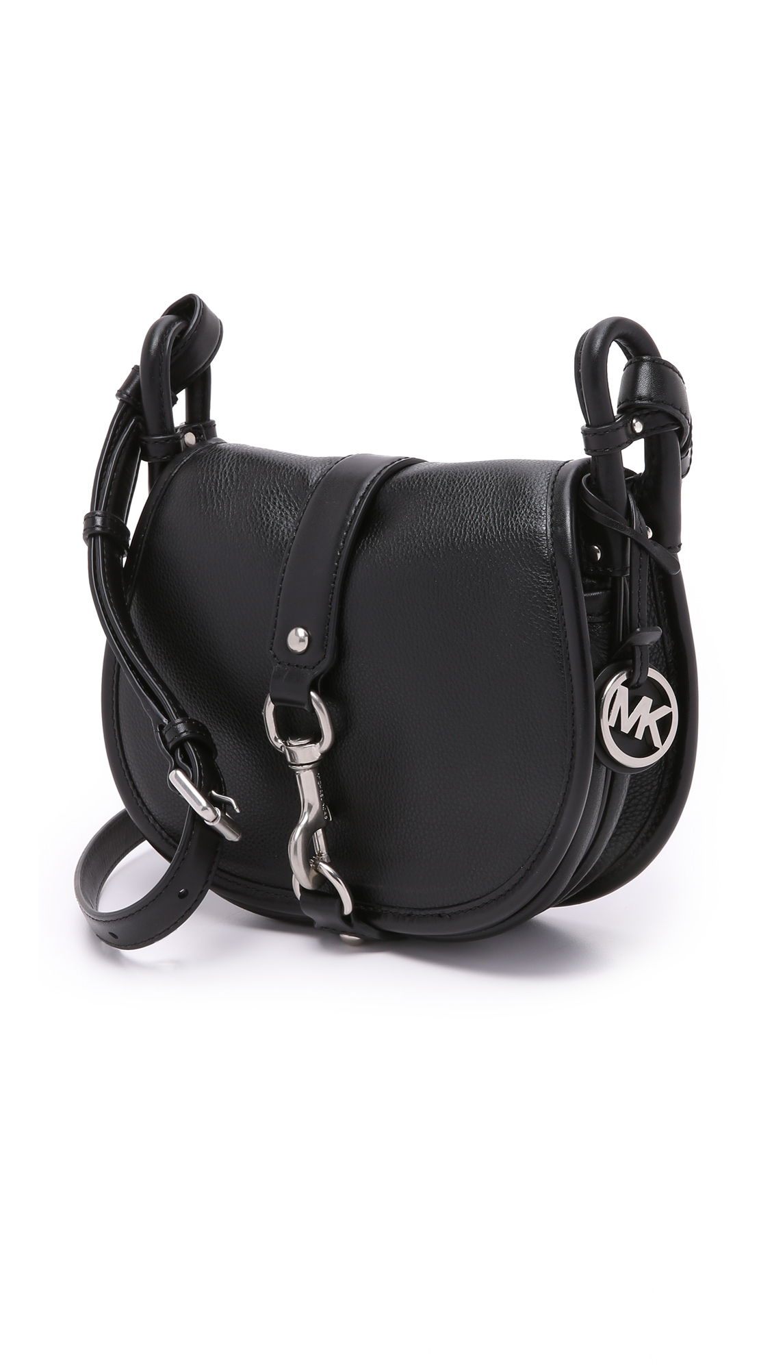 Michael Kors black leather crossbody saddle bag purse www.salaberlanga.com