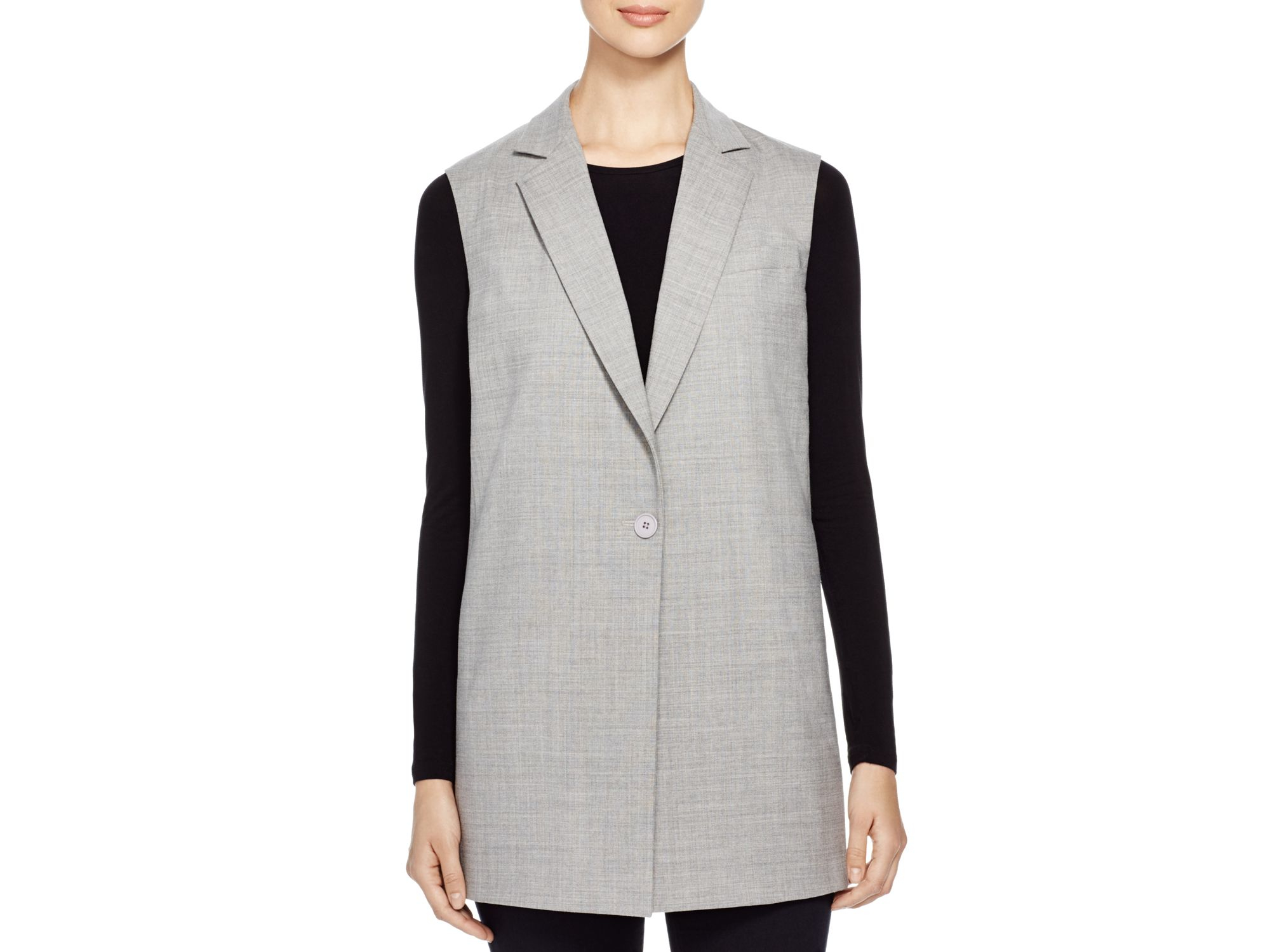 Lyst Dkny Tailored Stretchwool Vest in Gray